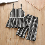 Girls Striped Sling Top & Shorts Summer Suit Girls Clothing Wholesalers - PrettyKid