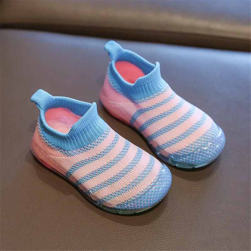 Baby Boys Striped Sock Slip On Flat Shoes - PrettyKid