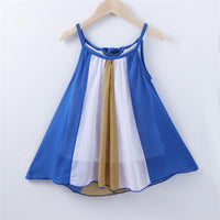 Girls Striped Splicing Color Block Suspender Dress Toddler Girls Wholesale - PrettyKid
