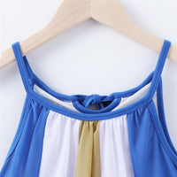 Girls Striped Splicing Color Block Suspender Dress Toddler Girls Wholesale - PrettyKid