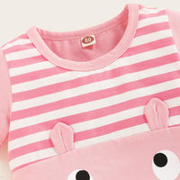 Baby Girls Striped Splicing Kitty Short Sleeve Romper Wholesale clothes Baby - PrettyKid