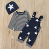Baby Boys Striped Star Printed Long Sleeve Tops & Pants & Hat - PrettyKid
