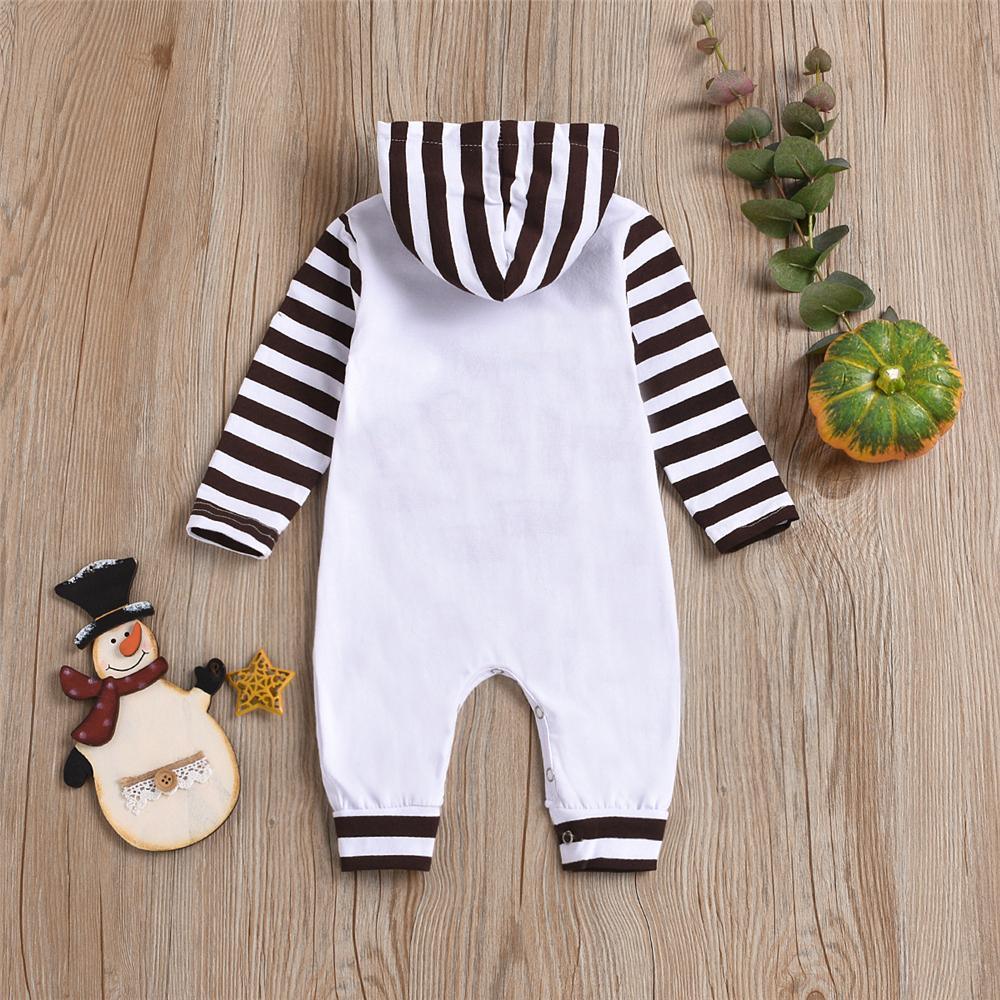 Baby Striped Thanksgiving Turkey Long Sleeve Romper Baby Clothes Wholesale Bulk - PrettyKid