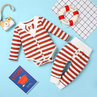 Baby Boys Striped Tie Long-Sleeve Romper & Bottoms Baby Clothes Warehouse - PrettyKid