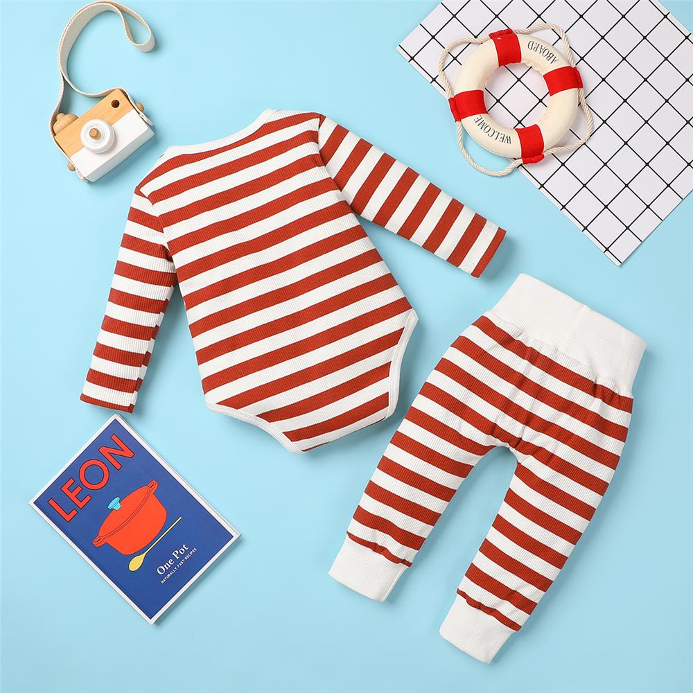 Baby Boys Striped Tie Long-Sleeve Romper & Bottoms Baby Clothes Warehouse - PrettyKid