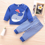 Baby Boys Striped Whale Long Sleeve Top & Pants Wholesale Baby Clothes In Bulk - PrettyKid