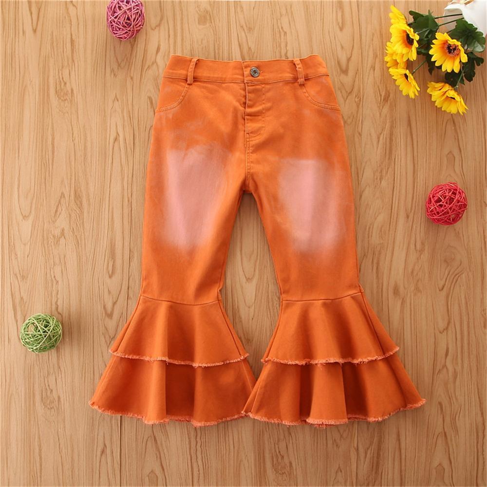 Girls Stylish Button Solid Flare Jeans Girls Clothes Wholesale - PrettyKid