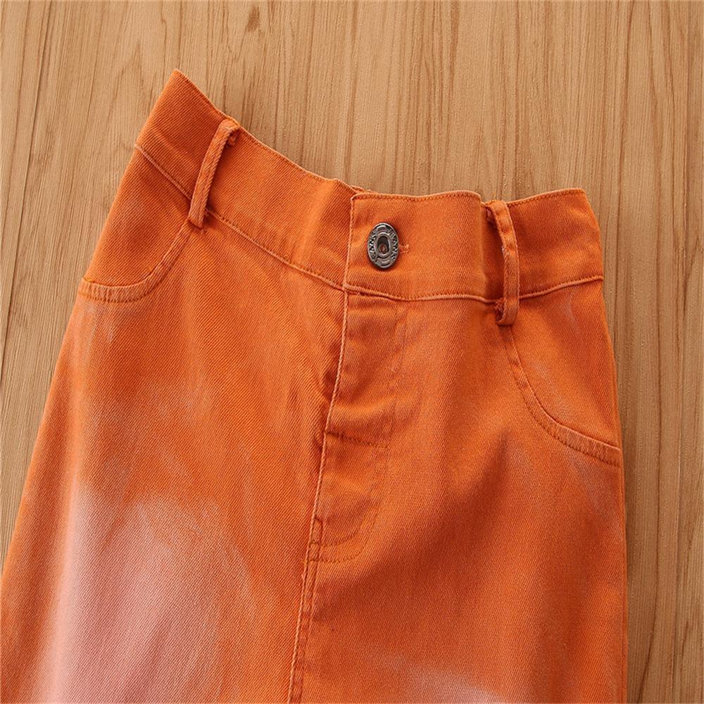 Girls Stylish Button Solid Flare Jeans Girls Clothes Wholesale - PrettyKid