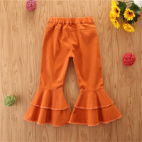 Girls Stylish Button Solid Flare Jeans Girls Clothes Wholesale - PrettyKid