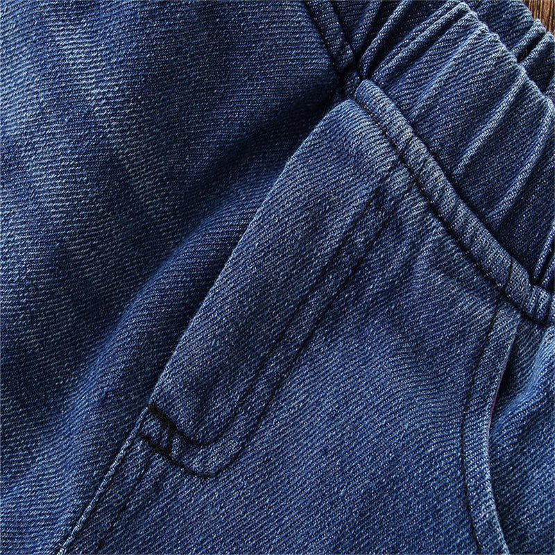 Girls Stylish Flared Pocket Solid Denim Pants Wholesale - PrettyKid