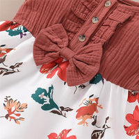 Girls Summer Floral Printed Bow Decor Dress Girl Dresses Wholesale - PrettyKid