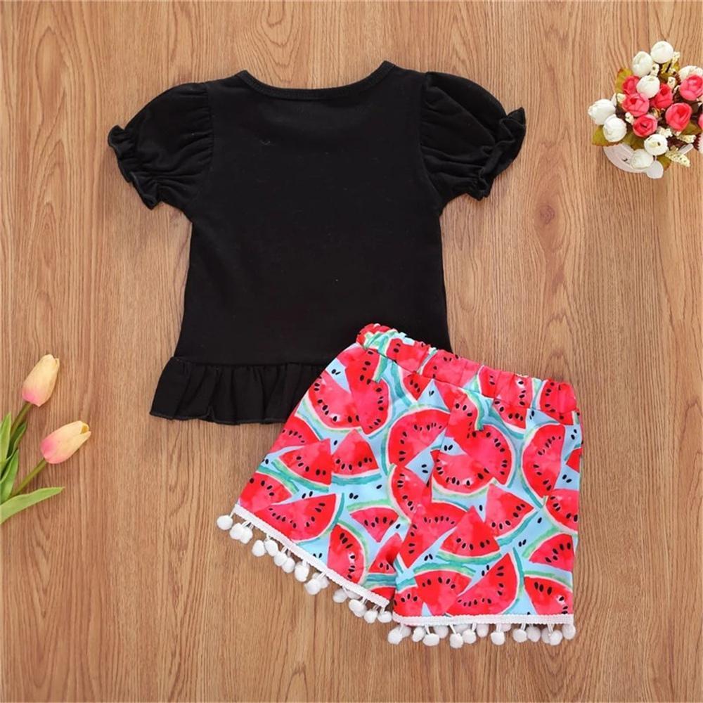 Girls Summer Glasses Printed Short Sleeve Top & Shorts Girl Boutique clothes Wholesale - PrettyKid