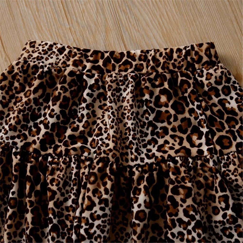 Girls Summer Leopard Printed Top & Skirt Kids Wholesale clothes Warehouse - PrettyKid