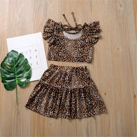 Girls Summer Leopard Printed Top & Skirt Kids Wholesale clothes Warehouse - PrettyKid