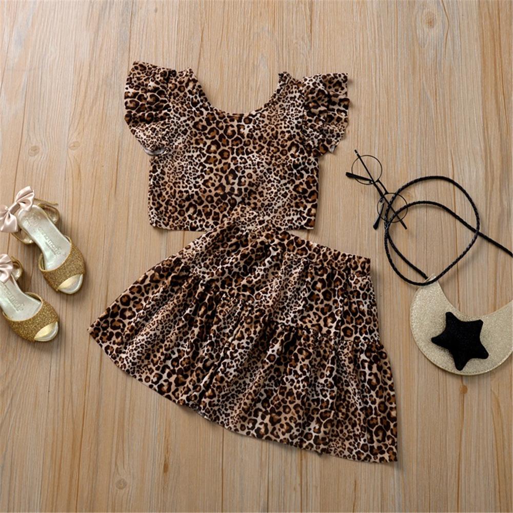Girls Summer Leopard Printed Top & Skirt Kids Wholesale clothes Warehouse - PrettyKid