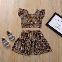 Girls Summer Leopard Printed Top & Skirt Kids Wholesale clothes Warehouse - PrettyKid