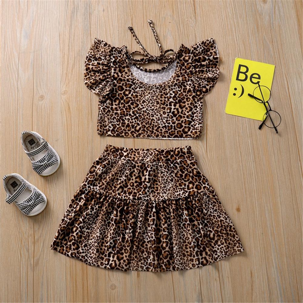 Girls Summer Leopard Printed Top & Skirt Kids Wholesale clothes Warehouse - PrettyKid
