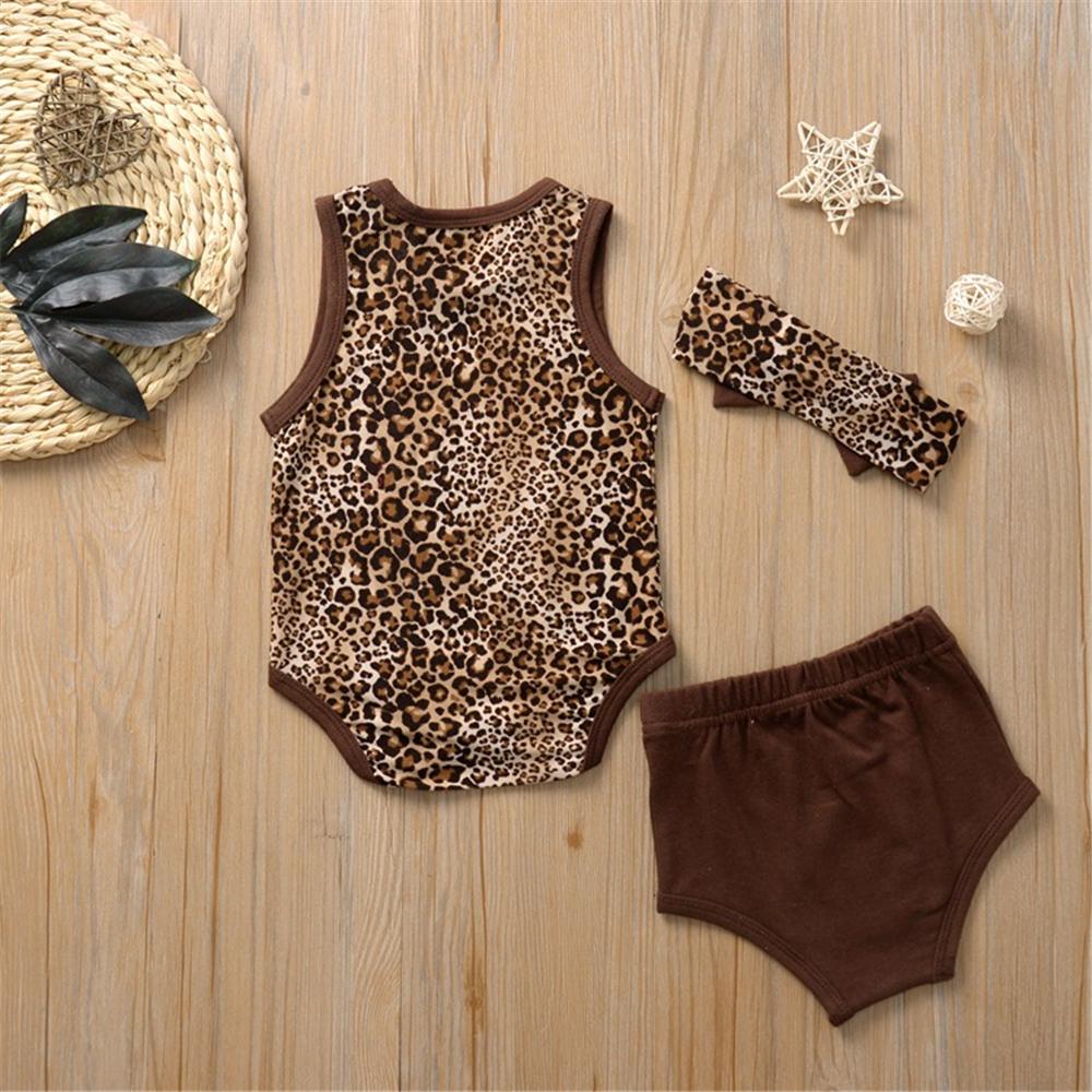 Baby Girls Summer Leopard Vest & Shorts & Headband Wholesale Baby Clothes - PrettyKid