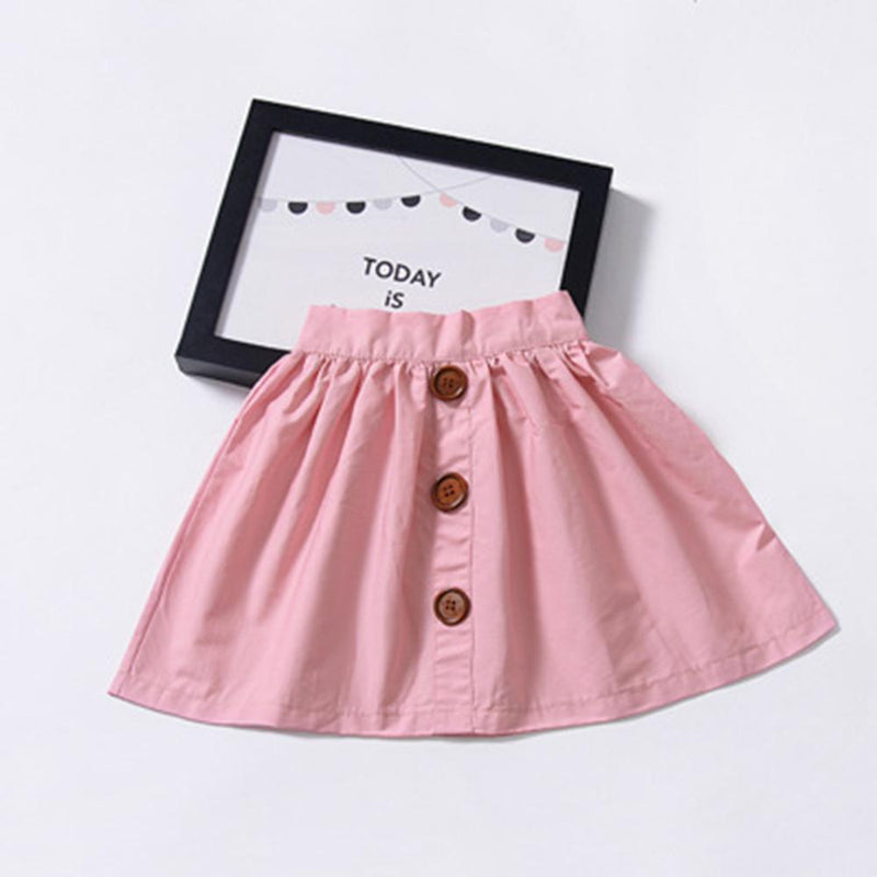 Girls Summer Solid Color Button Skirt Trendy Kids Wholesale clothes - PrettyKid