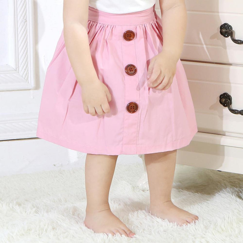 Girls Summer Solid Color Button Skirt Trendy Kids Wholesale clothes - PrettyKid