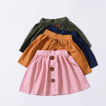 Girls Summer Solid Color Button Skirt Trendy Kids Wholesale clothes - PrettyKid