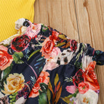 Girls Summer Yellow Short Sleeve Top & Floral Printed Bottoms Toddler Girls Wholesale - PrettyKid