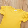 Girls Summer Yellow Short Sleeve Top & Floral Printed Bottoms Toddler Girls Wholesale - PrettyKid