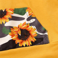 Baby Girls Sunflower Printed Hooded Top & Pants Babywear Wholesale - PrettyKid