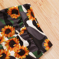 Baby Girls Sunflower Printed Hooded Top & Pants Babywear Wholesale - PrettyKid