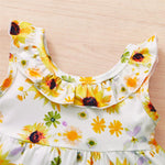 Baby Girls Sunflower Printed Sleeveless Top & Bow Shorts & Headband Baby Wholesale clothing - PrettyKid