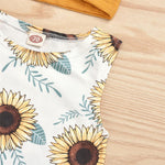 Baby Girls Sunflower Printed Sleeveless Top & Solid Shorts & Headband Infant Clothing Wholesalers - PrettyKid