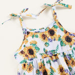 Baby Girls Sunflower Printed Suspender Romper Baby clothes Wholesale in bulk - PrettyKid