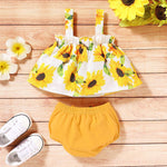 Baby Girls Sunflower Sling Top & Shorts & Headband Wholesale clothes Baby - PrettyKid
