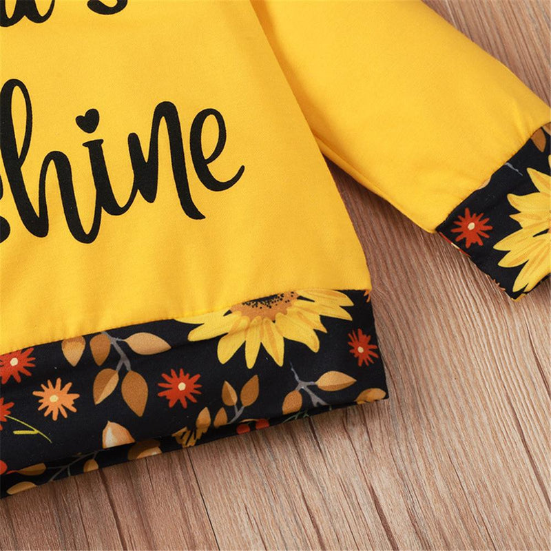 Baby Sunshine Sunflower Printed Long-Sleeve Top & Pants Baby Fashion Wholesale - PrettyKid