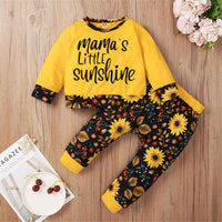 Baby Sunshine Sunflower Printed Long-Sleeve Top & Pants Baby Fashion Wholesale - PrettyKid