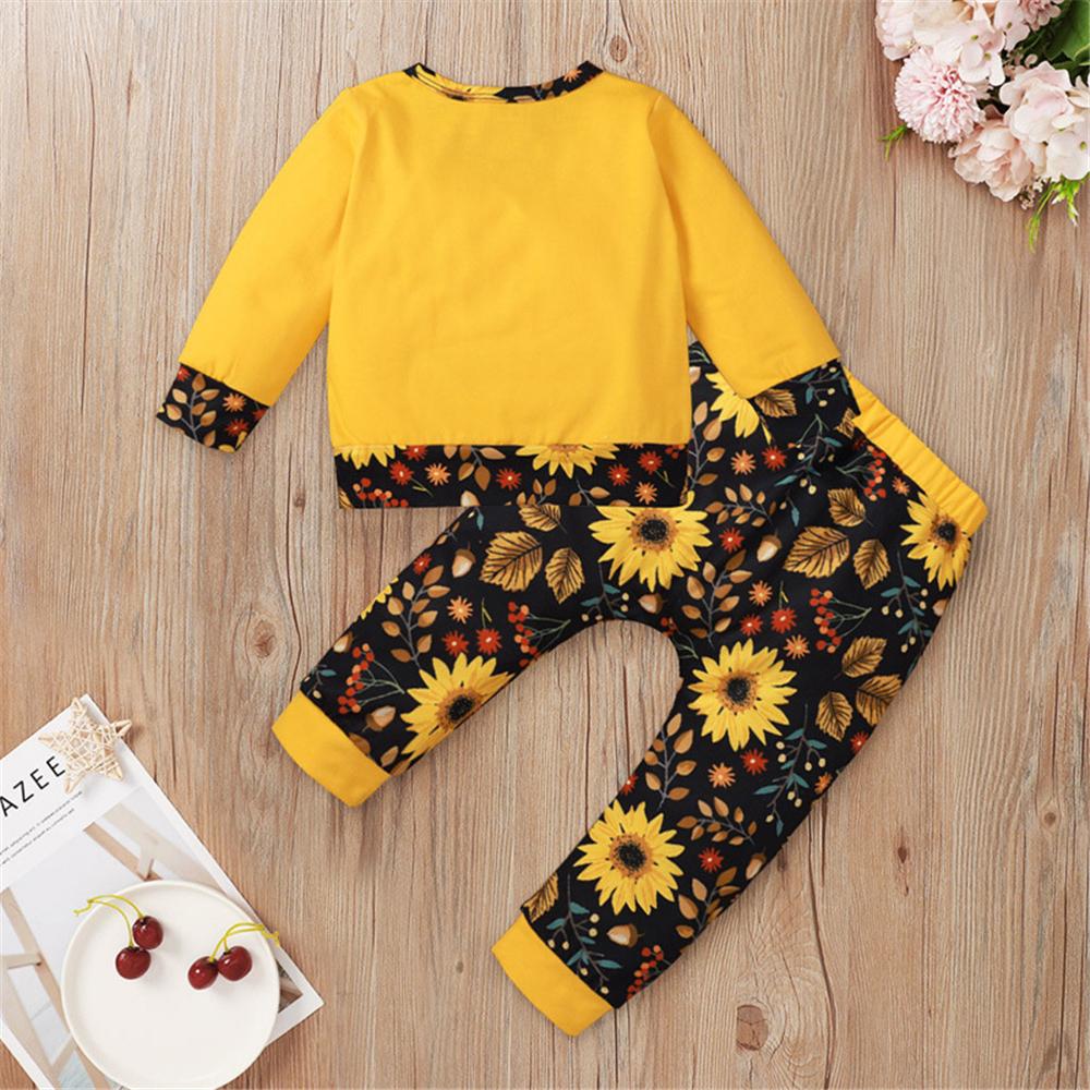 Baby Sunshine Sunflower Printed Long-Sleeve Top & Pants Baby Fashion Wholesale - PrettyKid