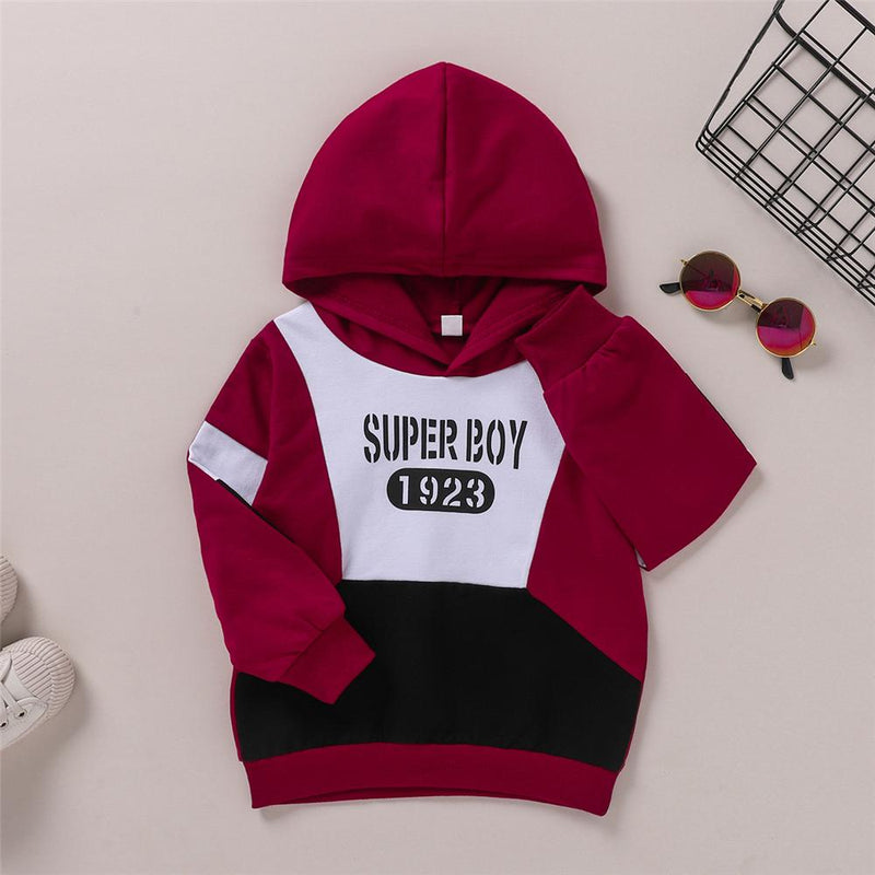Super Boy Long Sleeve Color Block Striped Hooded Top Kids Boutique Wholesale - PrettyKid