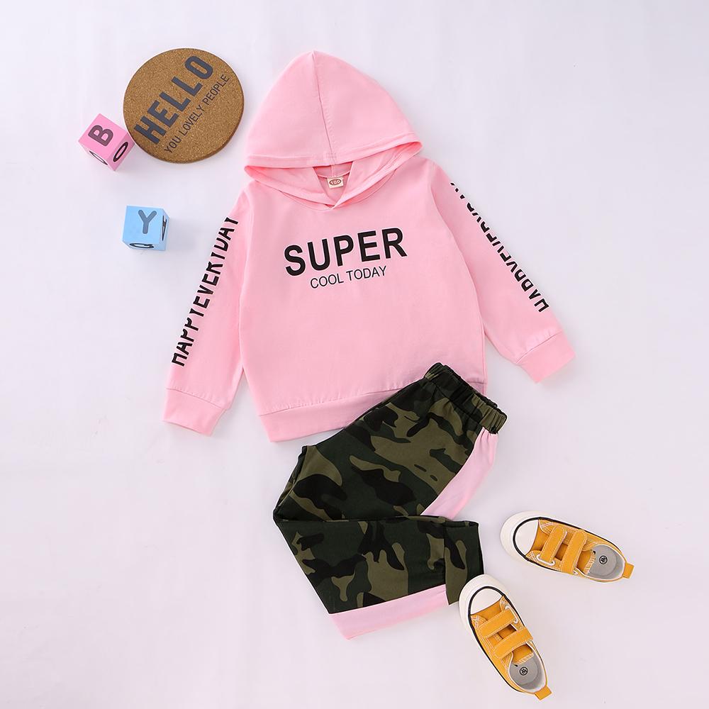 Unisex Super Cool Today Hooded Long Sleeve Top & Camo Pants Kids Wholesale Clothing - PrettyKid