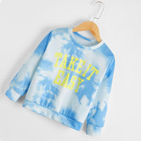 Unisex Take It Easy Printed Tie Dye Long Sleeve Top Trendy Kids Wholesale Clothing - PrettyKid