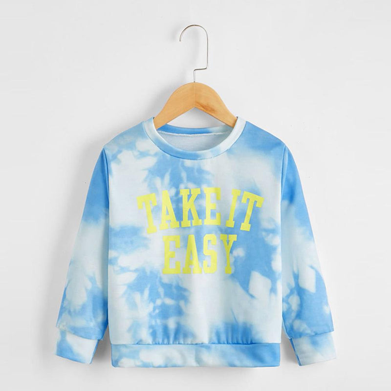 Unisex Take It Easy Printed Tie Dye Long Sleeve Top Trendy Kids Wholesale Clothing - PrettyKid