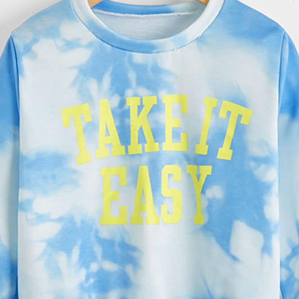 Unisex Take It Easy Printed Tie Dye Long Sleeve Top Trendy Kids Wholesale Clothing - PrettyKid