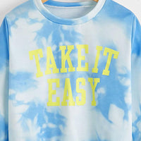 Unisex Take It Easy Printed Tie Dye Long Sleeve Top Trendy Kids Wholesale Clothing - PrettyKid