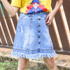 Girls Tassel Button Pocket Ripped Denim Skirt Wholesale Boutique Girl Clothing - PrettyKid