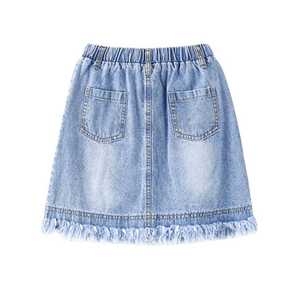 Girls Tassel Button Pocket Ripped Denim Skirt Wholesale Boutique Girl Clothing - PrettyKid