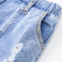 Girls Tassel Button Pocket Ripped Denim Skirt Wholesale Boutique Girl Clothing - PrettyKid