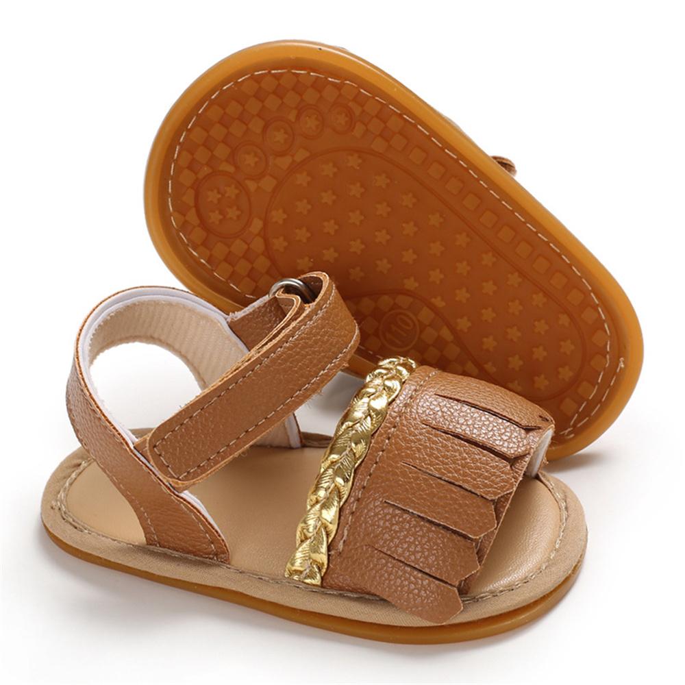 Baby Girls Tassel Magic Tape Open Toe Buckle Sandals Girls Shoes Wholesale - PrettyKid