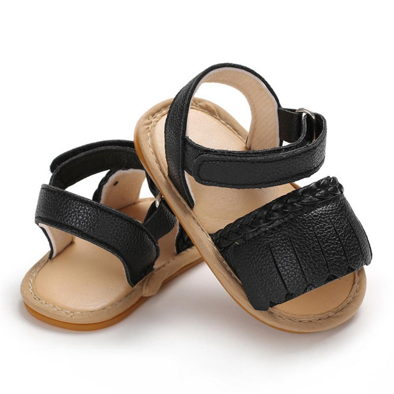 Baby Girls Tassel Magic Tape Open Toe Buckle Sandals Girls Shoes Wholesale - PrettyKid