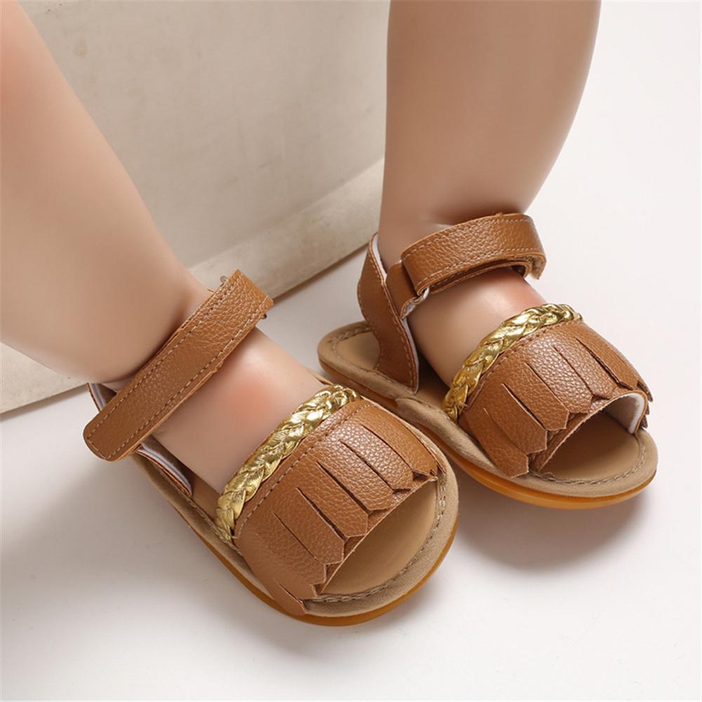 Baby Girls Tassel Magic Tape Open Toe Buckle Sandals Girls Shoes Wholesale - PrettyKid