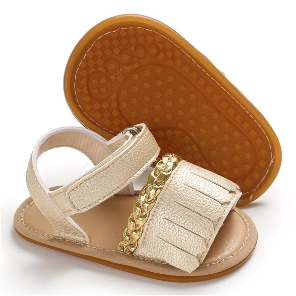 Baby Girls Tassel Magic Tape Open Toe Buckle Sandals Girls Shoes Wholesale - PrettyKid