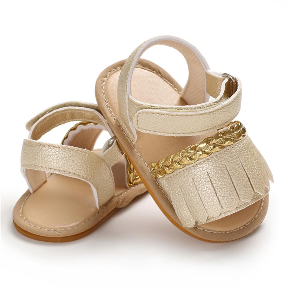 Baby Girls Tassel Magic Tape Open Toe Buckle Sandals Girls Shoes Wholesale - PrettyKid